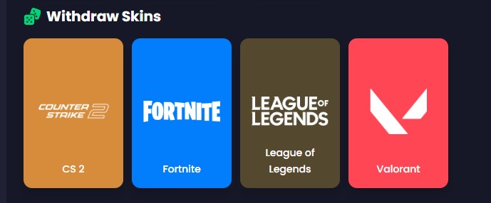freecash - opções para sacar os ganhos - skins de jogos CS, fortnite, lol, valorant